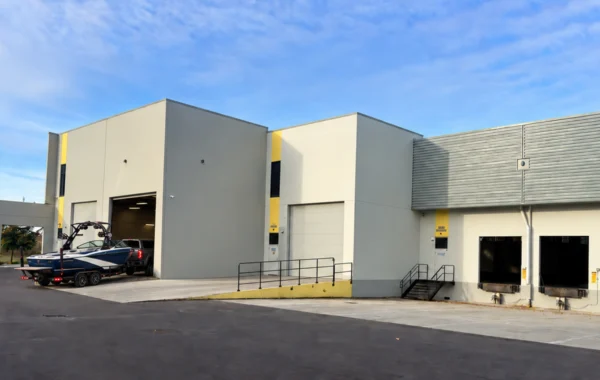 Drive-up bay doors at the facility