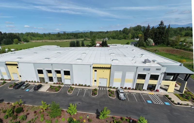 Aerial view of the Lake Tapps Boat & RV Center building